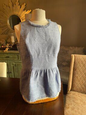 Sail To Sable Periwinkle Blue Peplum Top Size M